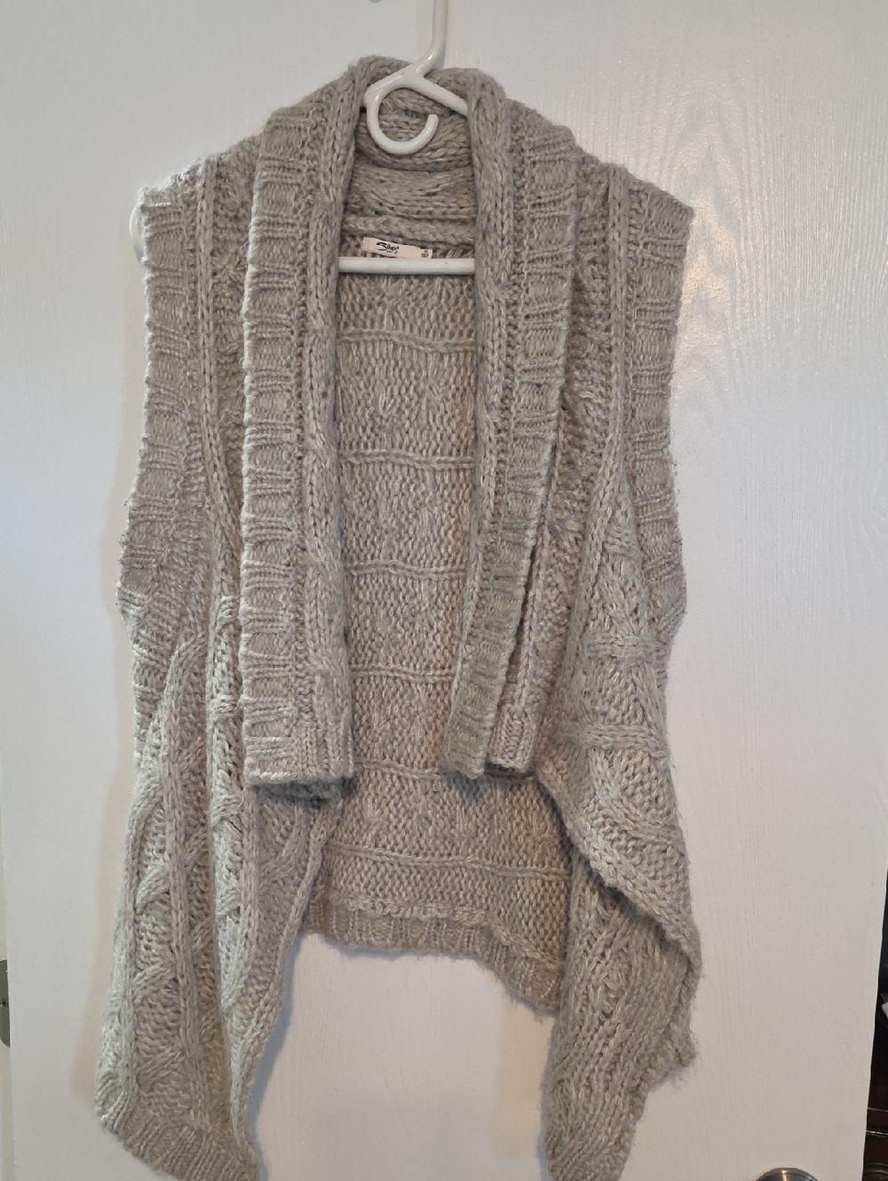 Cozy Open-Front Knit Vest - Light Gray